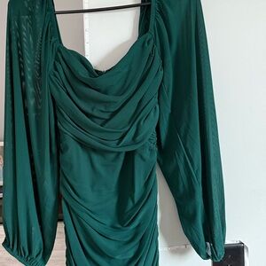 Chic Long Sleeve Green Dress
